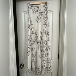 LC Lauren Conrad Cream Floral Chiffon Maxi Skirt